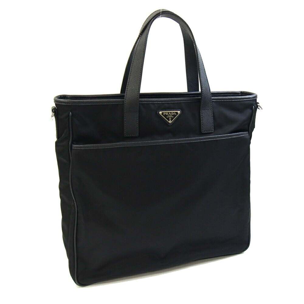 Prada Tote Bag 2VG032 Black Nylon Leather Handbag Triangle Men's Women's PRADA